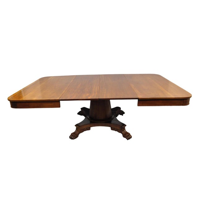 Antique American Empire 54" Square Mahogany Paw Foot Pedestal Base Dining Table For Sale - Image 13 of 18