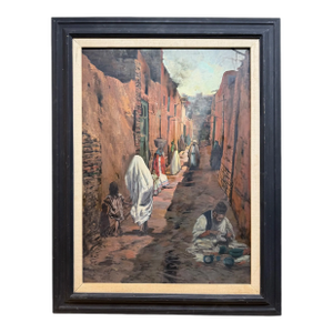 An Attractive Persian Oil on Canvas Painting of Street View by Andro
