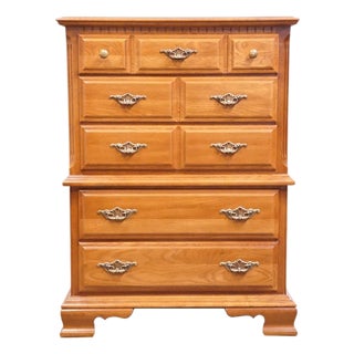 Sumter Cabinet Co. Sterling Oak Collection Country French 37" Chest on Chest 1806 For Sale