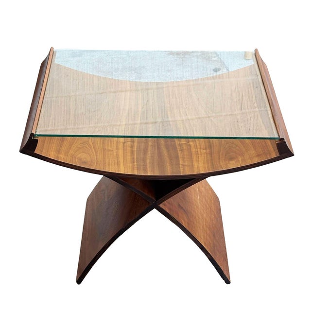 1950s Mid-Century Molded Sculptural Bentwood Hourglass Side Drink Table W/ Glass Top For Sale - Image 9 of 9