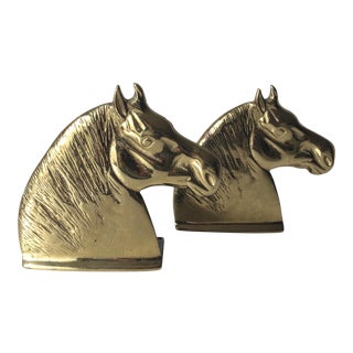 Vintage Brass Horse Bookends For Sale