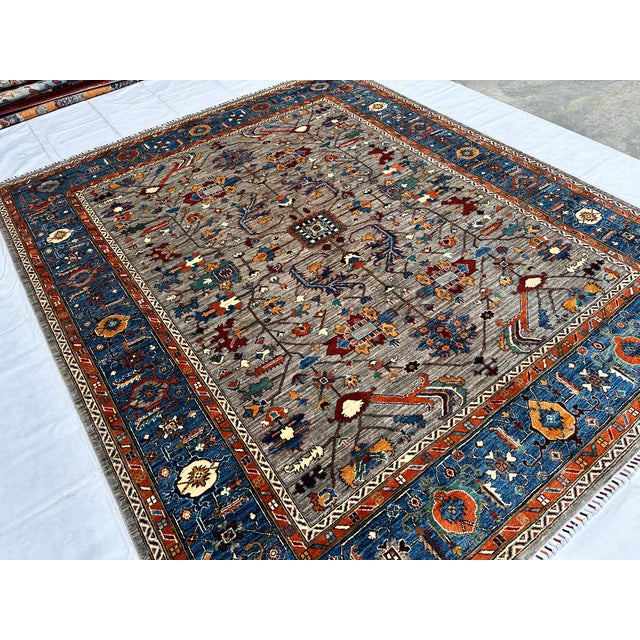 Persian Grey Khotan Hand-Knotted Wool Rug - 9'6" X 8'0" For Sale - Image 3 of 13