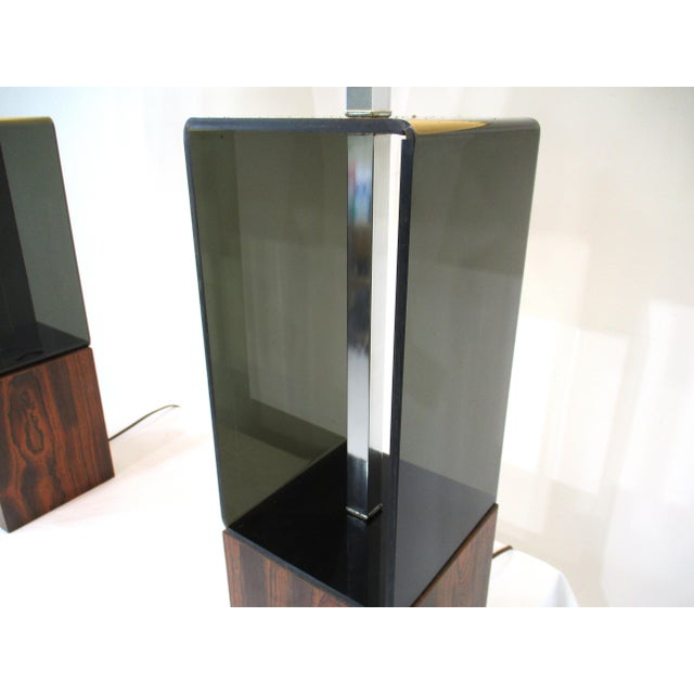 Laurel Styled Faux Rosewood Lucite Table Lamps For Sale - Image 11 of 13