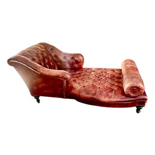 George Smith Aspinall Leather Chaise For Sale
