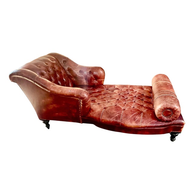 George Smith Aspinall Leather Chaise For Sale