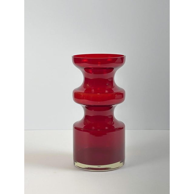 Glass Vintage Swedish Red Glass Vase by Per-Olof Ström for Alsterfors, 1960s For Sale - Image 7 of 10