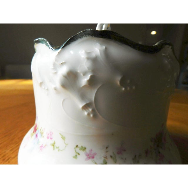 1930s 1930s Thun Prc White Floral Textured Biscuit Jar With Lid For Sale - Image 5 of 8