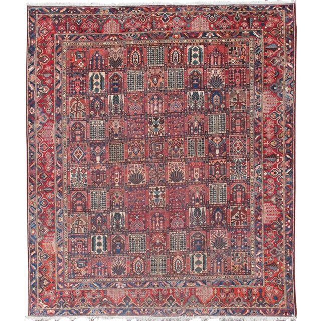 Persian Large Bakhtiari Rug With All-Over Garden Design in Jewel Colors For Sale