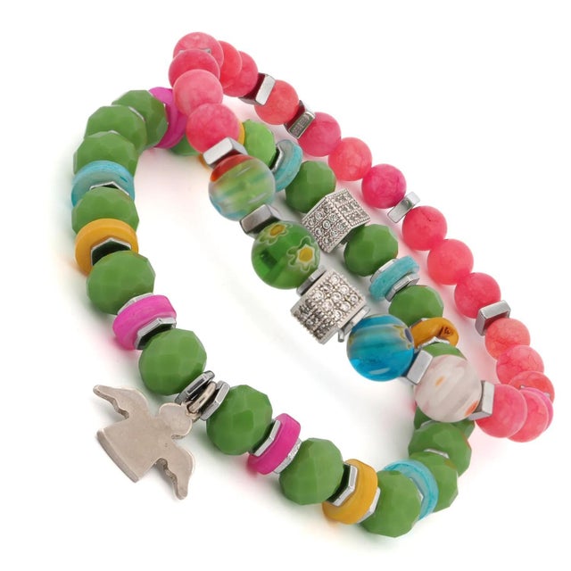 Metal Spring Vibes Angel Charm Colorful Protection Bracelet Set For Sale - Image 7 of 9