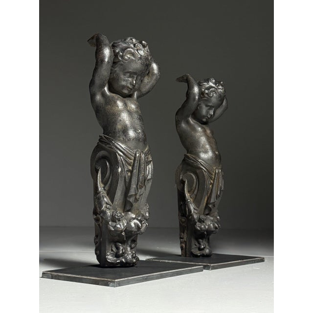 Metal Cast Iron Angels, 19th Century, Set of 2 For Sale - Image 7 of 18