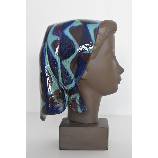 Bust by Johannes Hedegaard for Aluminia For Sale - Image 6 of 8