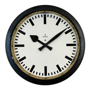 Industrial Black Factory Wall Clock from Siemens, 1950s