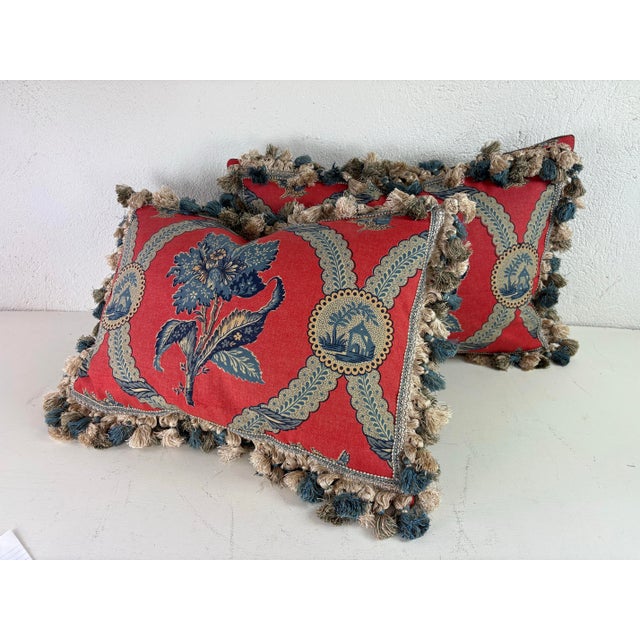 2020s Vintage Brunschwig & Fils French Country Cotton Print Pillows/ Pair For Sale - Image 5 of 10