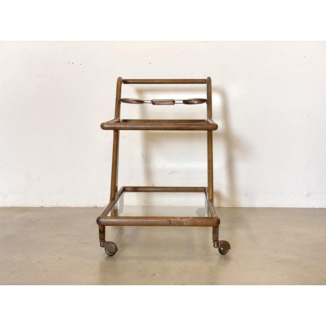Tan Wooden Bar Trolley, 1960s For Sale - Image 8 of 17