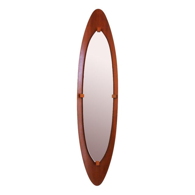Oval Teak Mirror, Italy, 1950s For Sale