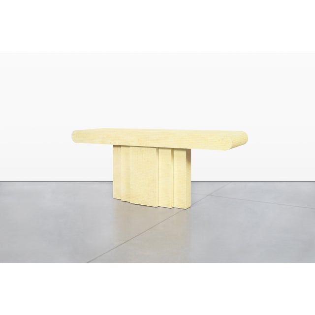 Light Yellow Vintage Tessellated Bone Console Table by Enrique Garcel for Jimeco Ltda For Sale - Image 8 of 14