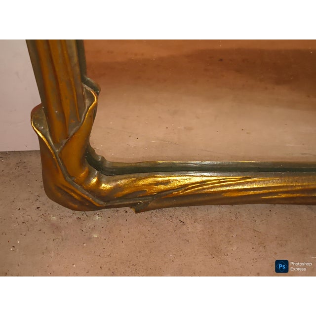 Shabby Chic Art Nouveau Style Mirror Gold Tone Finish For Sale - Image 3 of 6