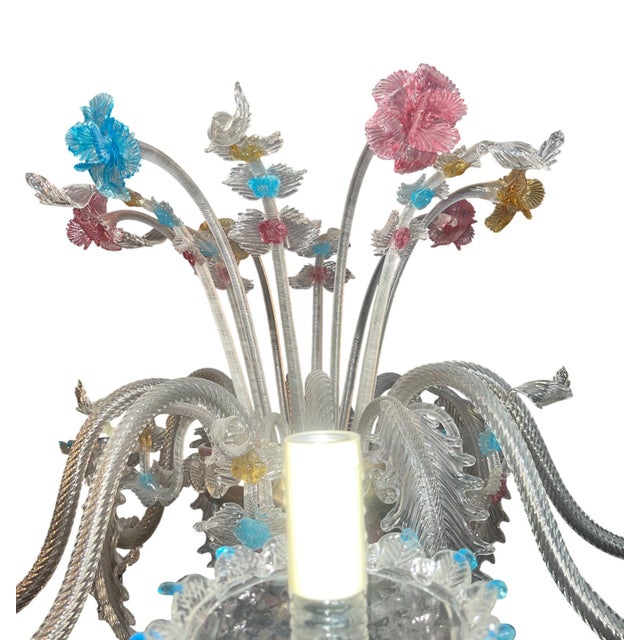 1950s 1950s Venetian Murano Glass Floral Floor Lamp, Multicolor For Sale - Image 5 of 10