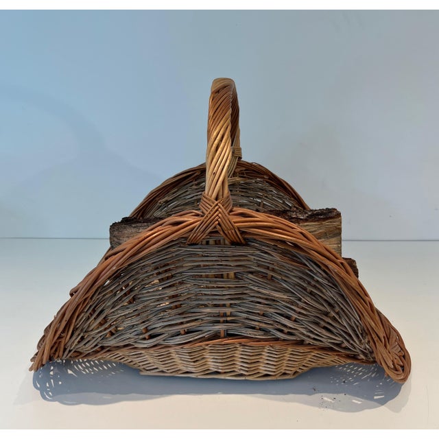 Brown Rattan Log Holder For Sale - Image 8 of 10