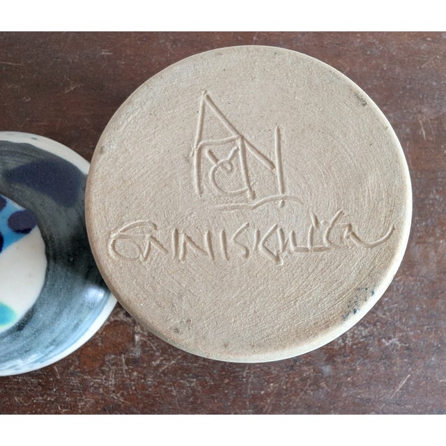 Blue Round Lidded Ceramic Box by Anne McNulty Pottery ~ Enniskillen Ireland Irish Studio Pottery ~ Signed For Sale - Image 8 of 11