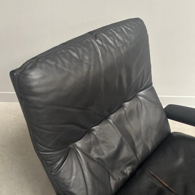 Black Set of King Chair and Ottoman from Strässle, 1960s For Sale - Image 8 of 15