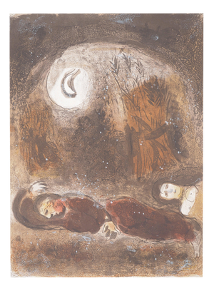 Marc Chagall, The Bible: Ruth and Booz Asleep, Original Lithograph