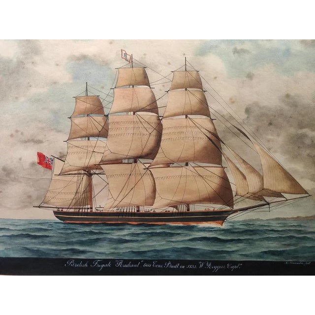 Ships, Watercolors, 1900, Framed, Set of 2 For Sale - Image 10 of 12