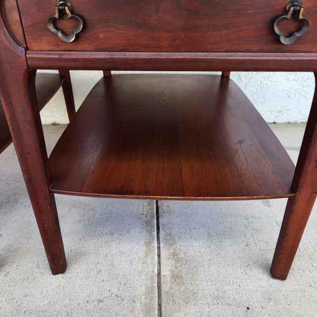 Brown Mid Century Walnut End Tables Pair MCM For Sale - Image 8 of 12