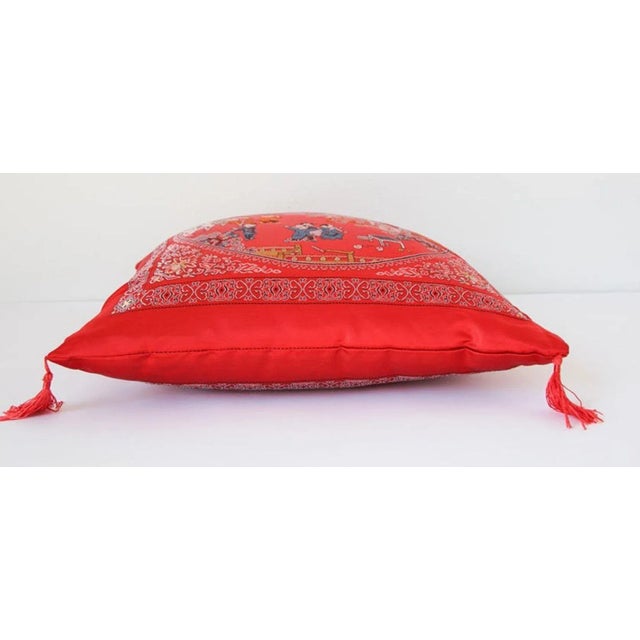 Chinese Decorative Red Throw Pillow With Tassels For Sale - Image 12 of 13