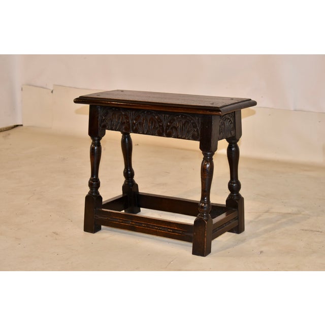 Late 19th Century English Oak Carved Joint Stool For Sale - Image 4 of 8