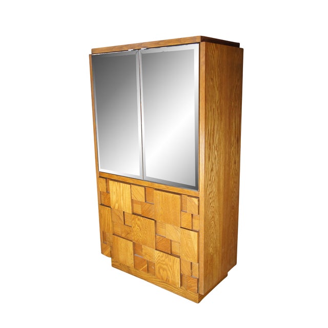 1970s Vintage Lane Furniture Staccato collection Mid Century Modern clothing armoire / linen press / cabinet. 568-14. A...