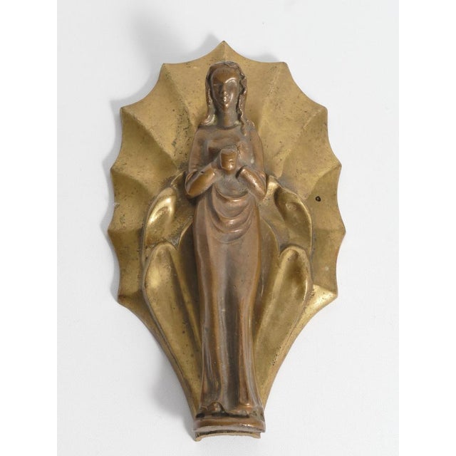 Art Nouveau Brass Wall Sculptures of Saint George, Princess & Dragon, Set of 2 For Sale - Image 4 of 13