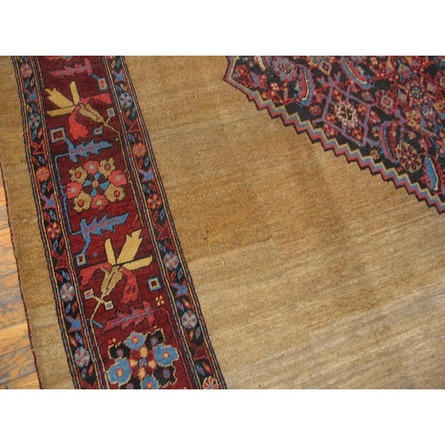 1880s Tan Camel Medallion Herati Antique Persian Bakshaiesh Rug 7' 6"x 9' Handknotted Wool Carpet For Sale In New York - Image 6 of 9