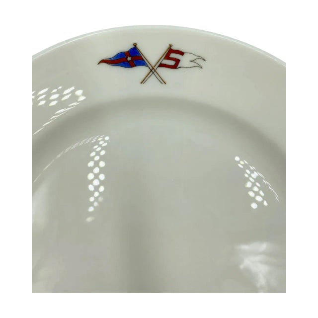 Ivory Vintage New York Yacht Club Nautical Burgee Flag Plate For Sale - Image 8 of 13