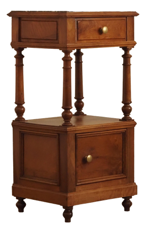 Antique Gründerzeit Bedside Table with Marble Top, 1880s