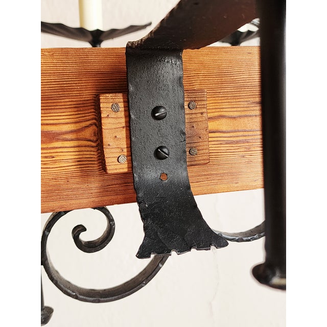 Black Vintage Spanish Revival Wrought Iron Chandelier For Sale - Image 8 of 12