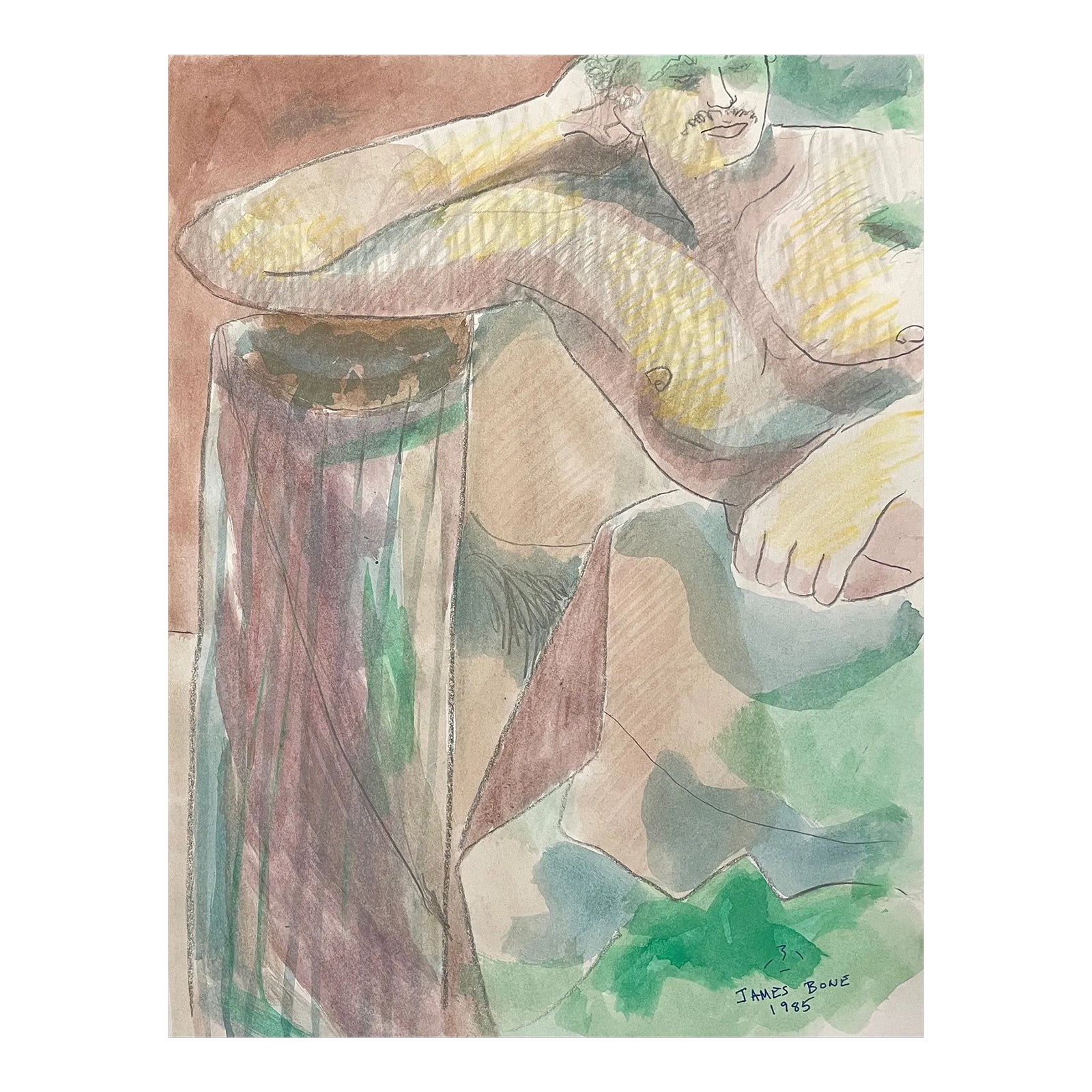 1985 James Bone Watercolor | Chairish