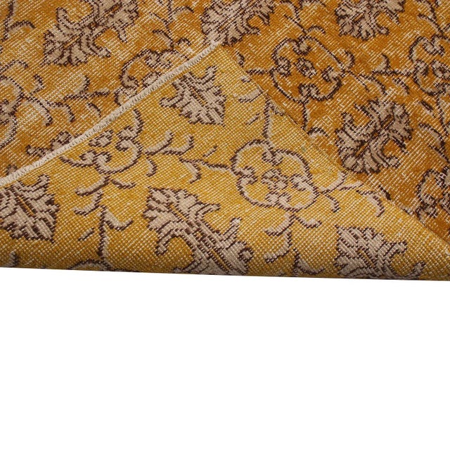 Vintage Mid Century Yellow Wool Runner With Black White Accents For Sale In New York - Image 6 of 7