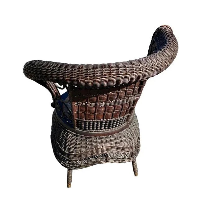 Victorian Early 20th Century Eastern Seaboard Jenkins & Phipps Stick and Ball Wicker Portrait Chair For Sale - Image 3 of 12