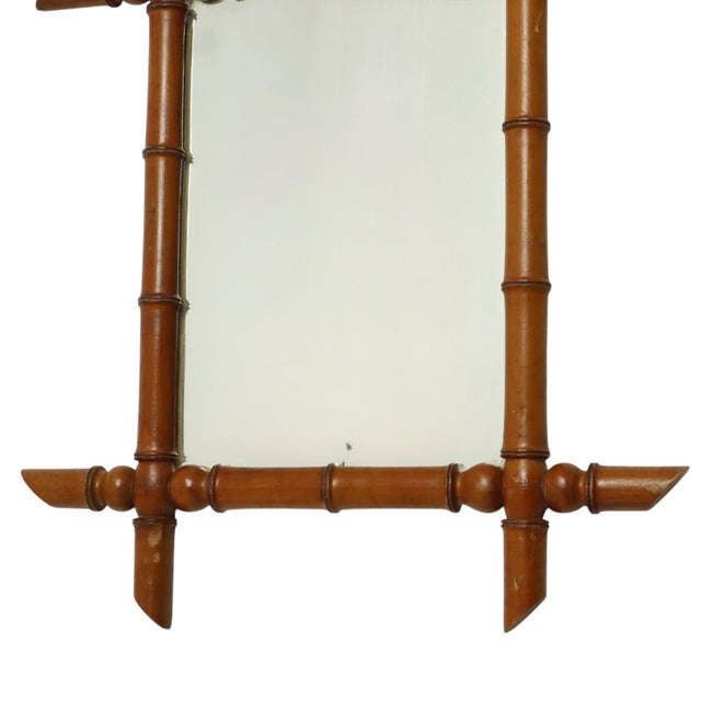 Chinoiserie Faux Bamboo Mirror in Wood For Sale - Image 11 of 17