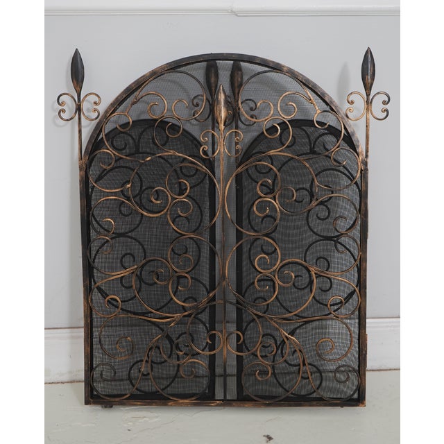 French Country Wrought Iron 3 Panel Firescreen For Sale - Image 12 of 12