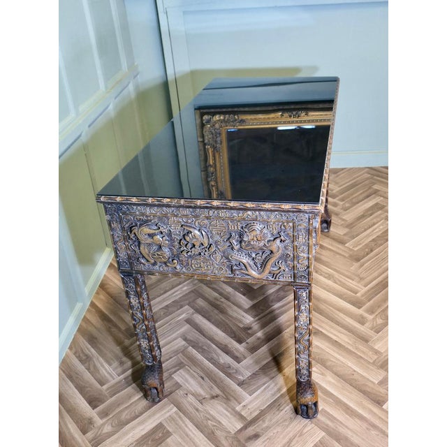 Long Chinoiserie Carved Console Table For Sale - Image 6 of 11