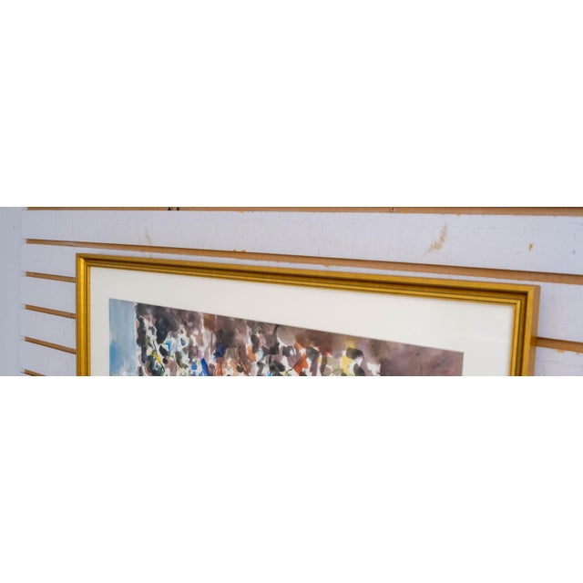 Abstract Watercolor Flowering Shrub Painting Signed For Sale - Image 4 of 8