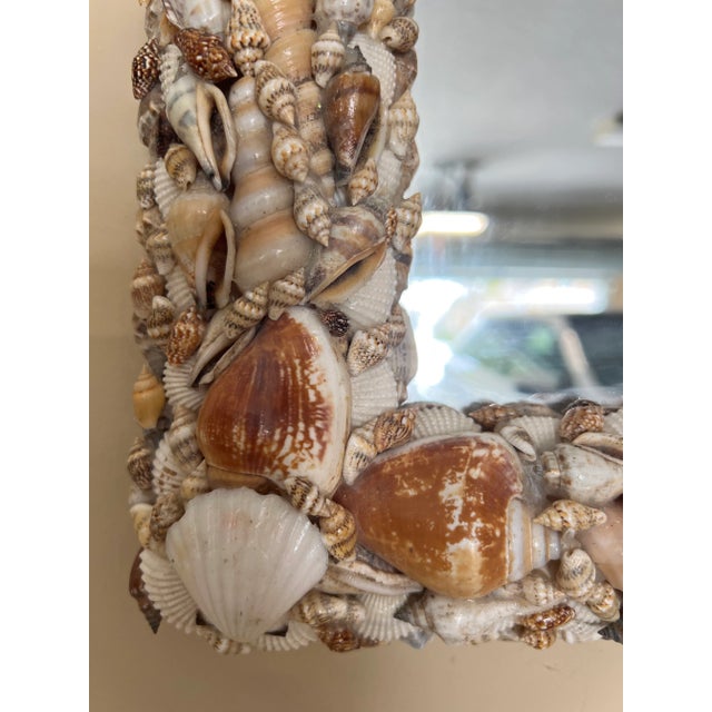 Vintage Shell Encrusted One-of-a-Kind, Hand-Made Rectangle Mirror, Anthony Redmile Style, 16"x13"x3" C1970s. This bespoke...