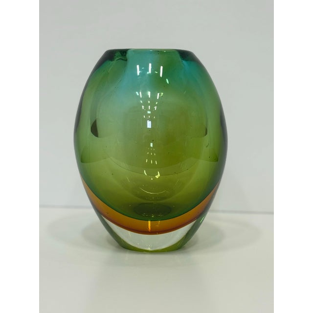 Green Vintage Sommerso Murano Glass Vase For Sale - Image 8 of 8