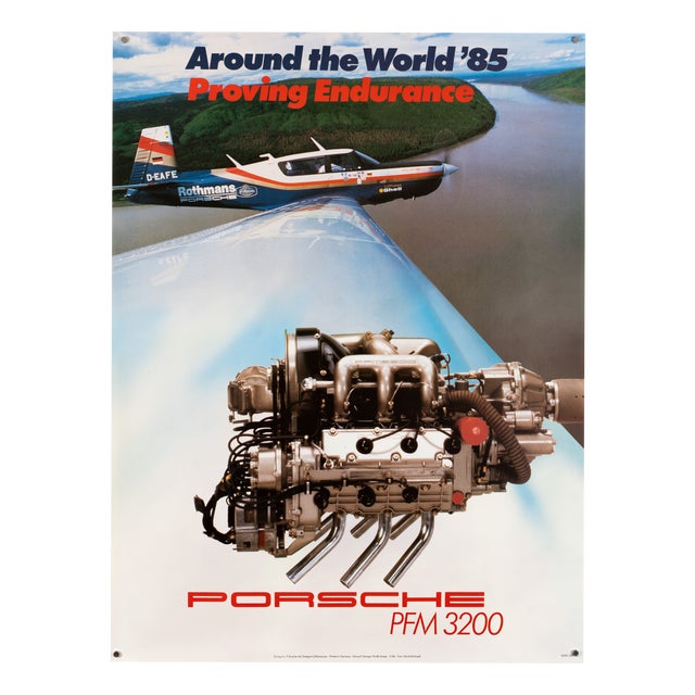 Porsche PFM 3200 Around the World 1985 Original Porsche Poster by Strenger Grafik Design For Sale