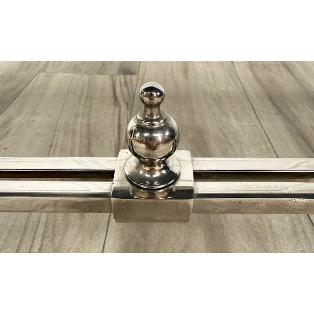 Maison Jansen Vintage Neoclassical Maison Jansen Style Mirrored & Polished Steel Coffee Table For Sale - Image 4 of 14