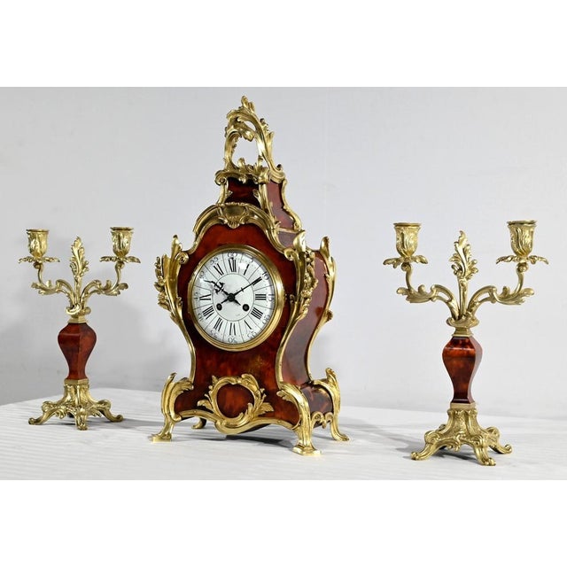 2nd Half 19th Century Bronze and Painted Wood Mantel Set from Vincenti & Cie, Set of 3 For Sale - Image 3 of 18