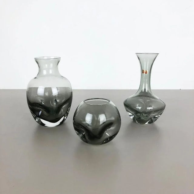 Glass vases set of 3 Producer: Friedrich Kristall, Germany Decade: 1970s Original super rare vintage Vase set designed and...