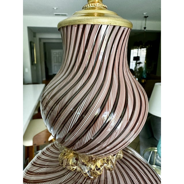 Mid Century Aventurine Filigrana Dino Martens Murano Table Lamp For Sale - Image 12 of 17